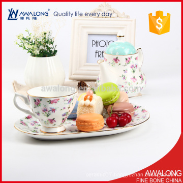 European style ceramic coffee tea set with spoon